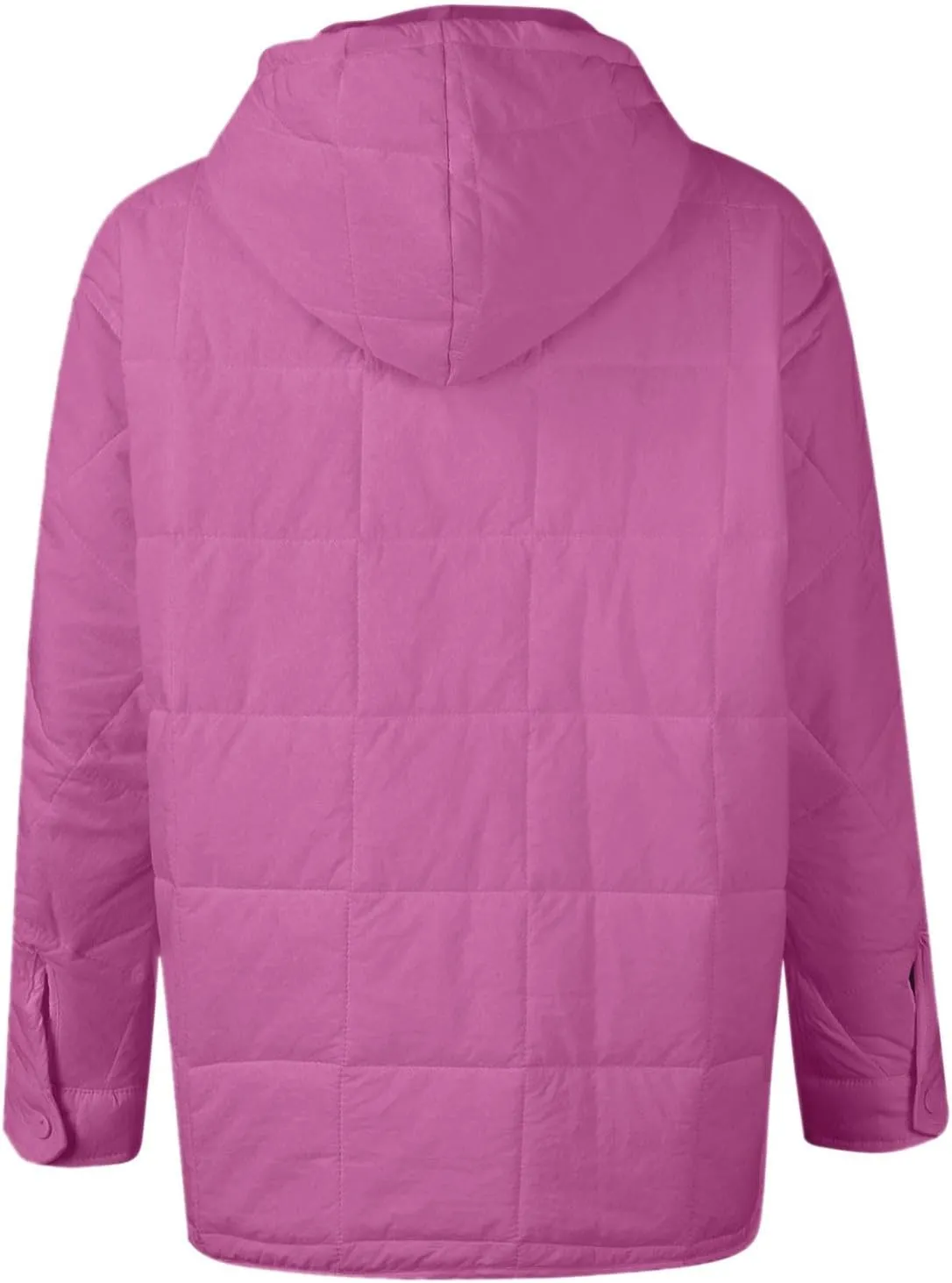 Quilted Jackets for Women Winter Button Hooded Puffer Pullover Jacket Lightweight Down Coats Outerwear with Pockets