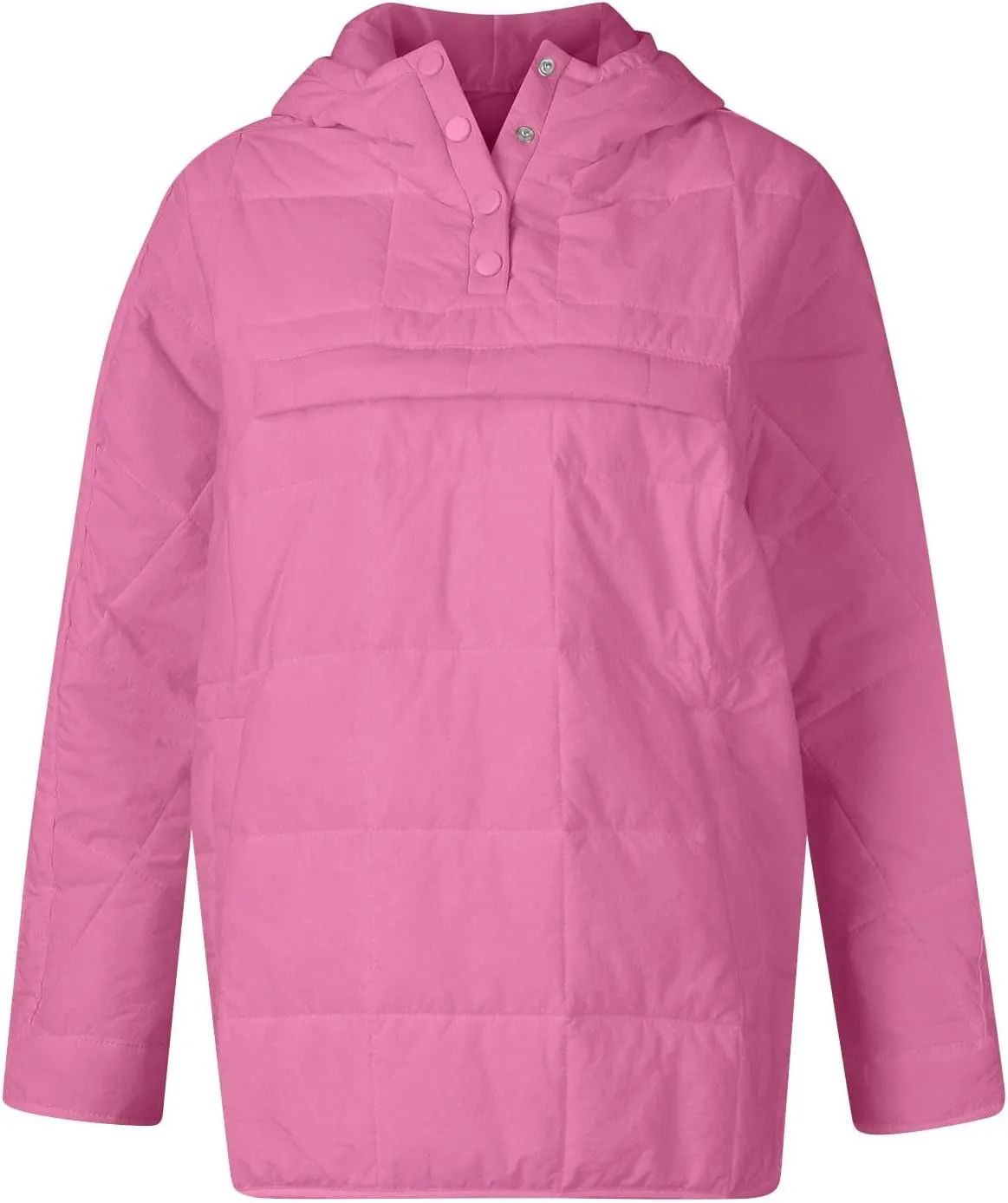 Quilted Jackets for Women Winter Button Hooded Puffer Pullover Jacket Lightweight Down Coats Outerwear with Pockets
