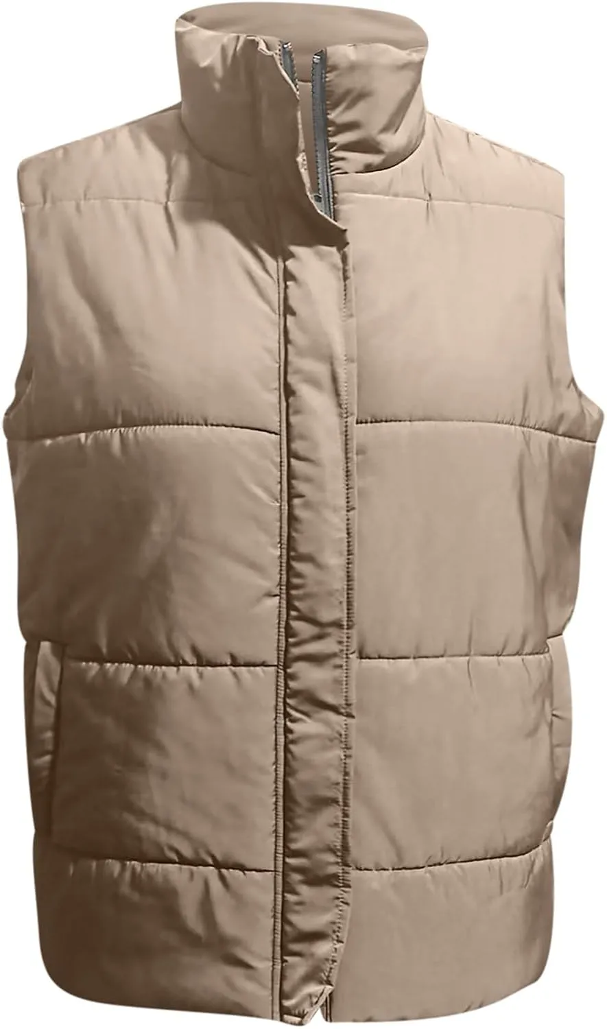 Quilted Vest for Women Lightweight Puffer Vest Warm Winter Coat Full Zip Down Vest Casual Stand Collar Jackets