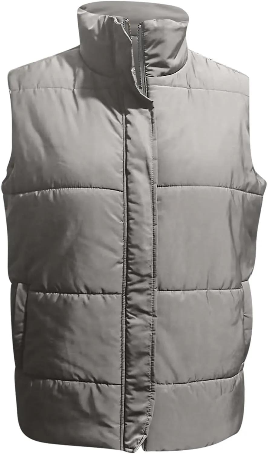 Quilted Vest for Women Lightweight Puffer Vest Warm Winter Coat Full Zip Down Vest Casual Stand Collar Jackets