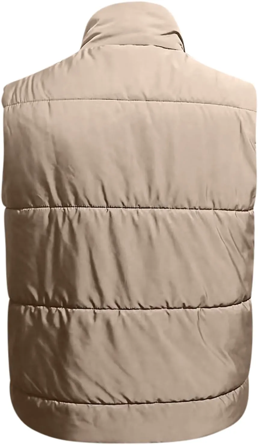 Quilted Vest for Women Lightweight Puffer Vest Warm Winter Coat Full Zip Down Vest Casual Stand Collar Jackets