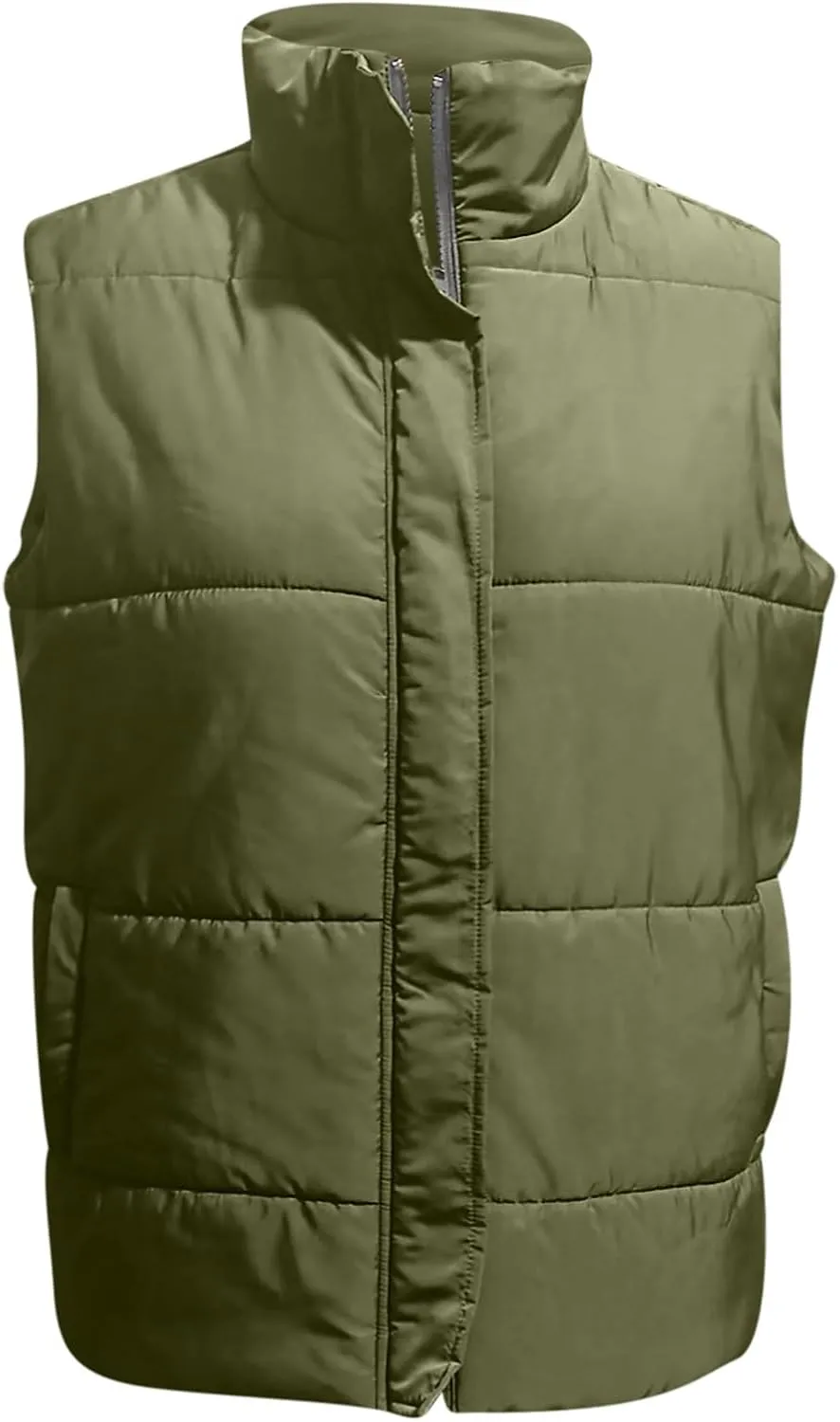 Quilted Vest for Women Lightweight Puffer Vest Warm Winter Coat Full Zip Down Vest Casual Stand Collar Jackets