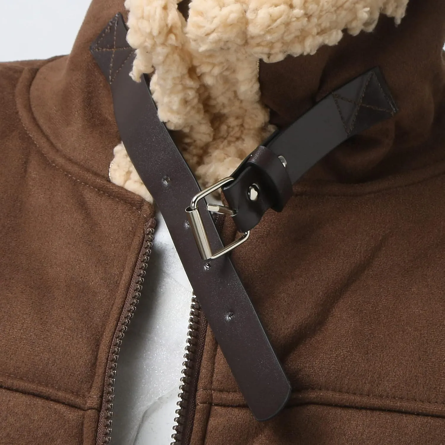 QWENTMTNTY Mens Faux Leather Sherpa Jacket Heavyweight Fleece Lined Casual Winter Faux Fur Coat Warm Bomber Jackets Outwears