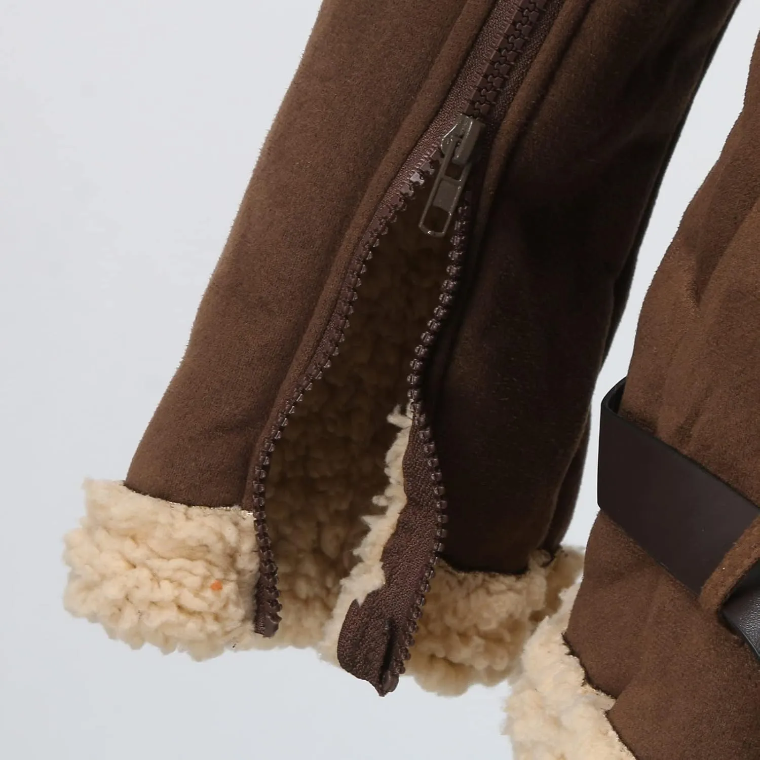 QWENTMTNTY Mens Faux Leather Sherpa Jacket Heavyweight Fleece Lined Casual Winter Faux Fur Coat Warm Bomber Jackets Outwears