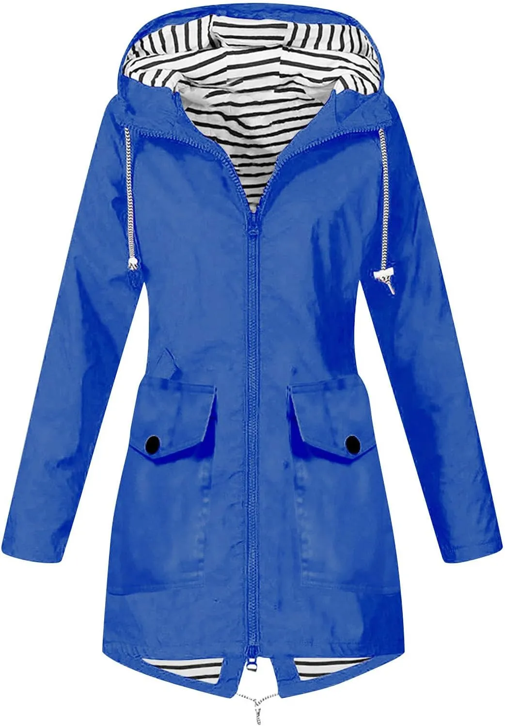 Rain Jacket Women Plus Size Hooded Raincoat Water Resistant Waterproof Jacket Lightweight Outdoor Windbreaker Jacket