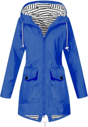 Rain Jacket Women Plus Size Hooded Raincoat Water Resistant Waterproof Jacket Lightweight Outdoor Windbreaker Jacket