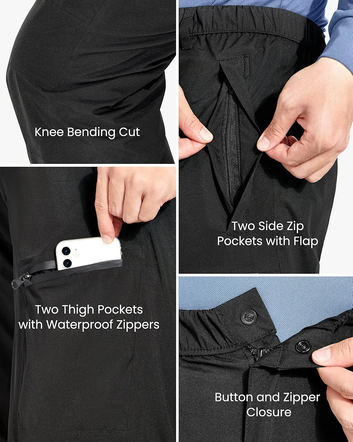 Rain Pants Mens Waterproof Rain Over Pants Windproof Hiking Pants