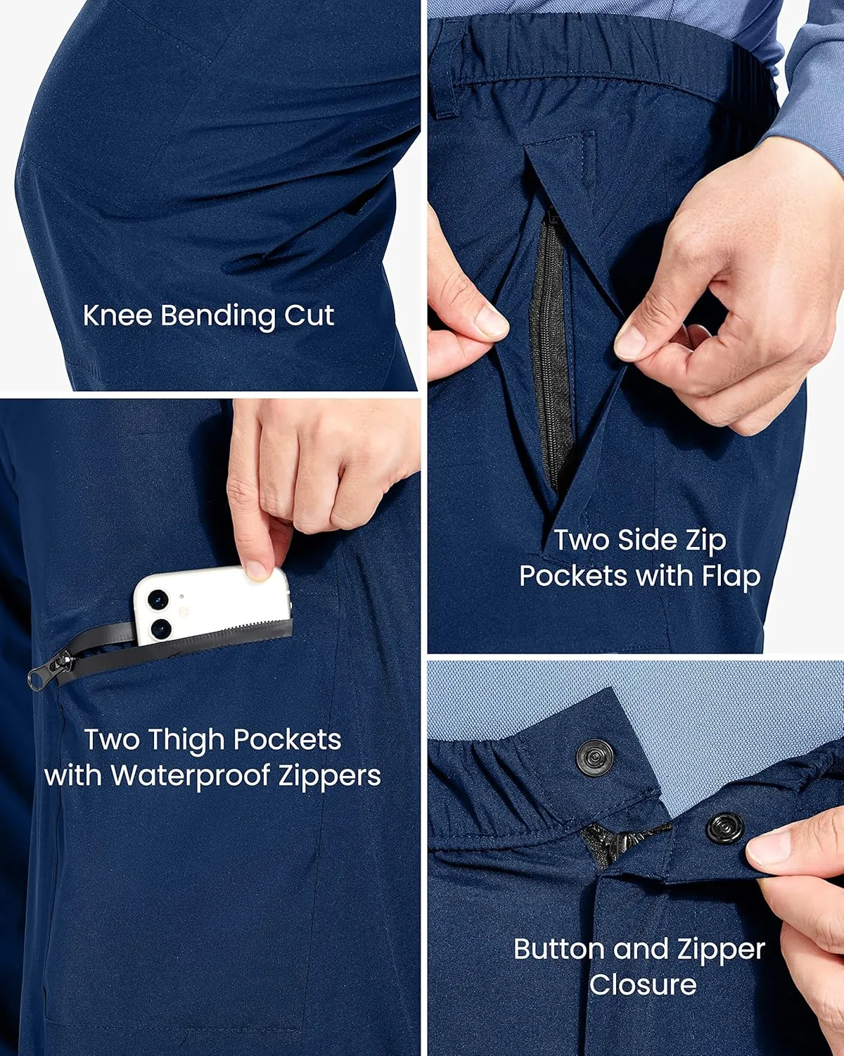 Rain Pants Mens Waterproof Rain Over Pants Windproof Hiking Pants