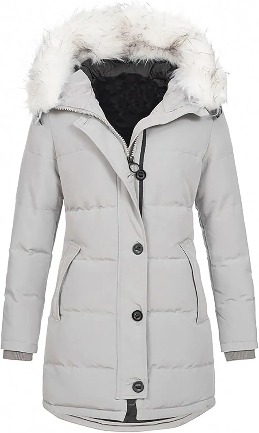 RKSTN Winter Coats Sweaters for Women Fleece Hoodies Warm Down Jackets Solid Hooded Puffer Jacket Collar Cardigan Outerwear