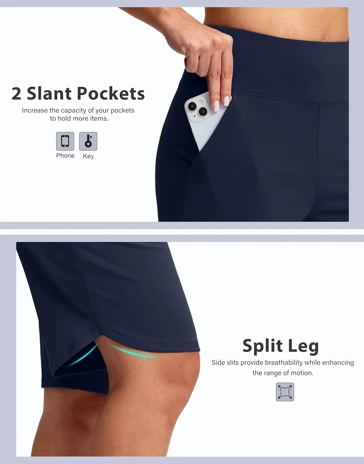 SANTINY 12" Long Bermuda Shorts for Women Knee Length with Pockets High Waisted Stretch Shorts for Summer Walking