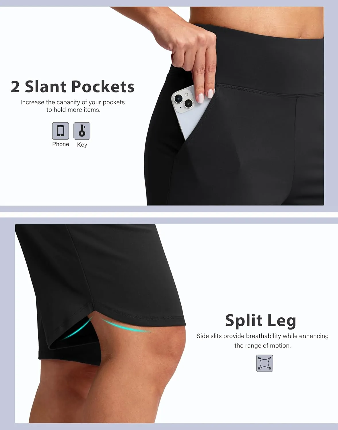 SANTINY 12" Long Bermuda Shorts for Women Knee Length with Pockets High Waisted Stretch Shorts for Summer Walking