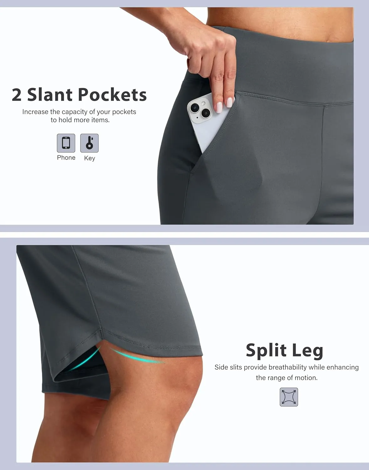 SANTINY 12" Long Bermuda Shorts for Women Knee Length with Pockets High Waisted Stretch Shorts for Summer Walking