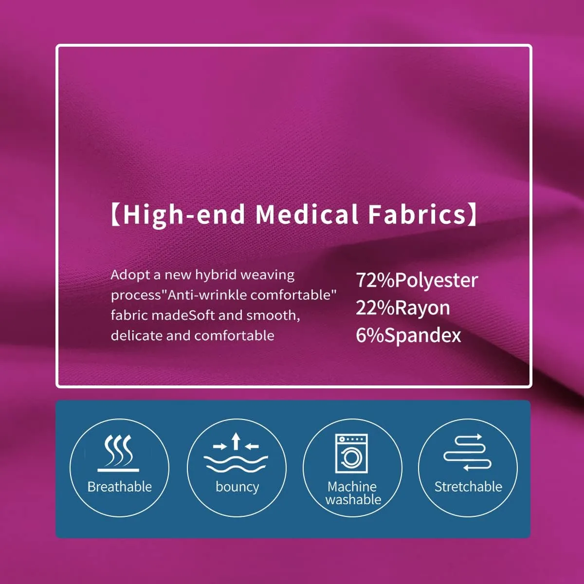 Scrub Set for Women Medical Nursing Uniform Natural Stretch Premium Modern Neck Top & Scrub Jogger Pants