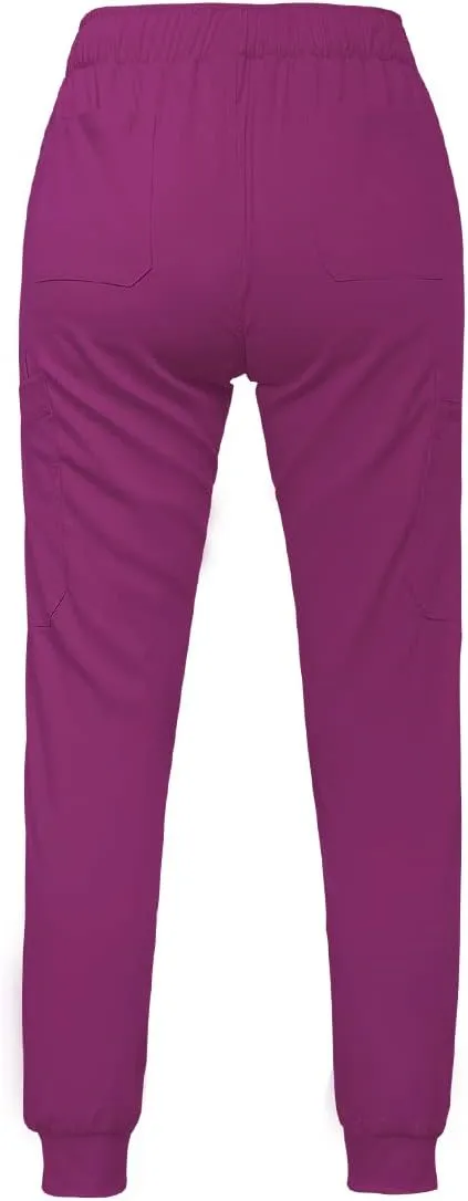 Scrub Set for Women Medical Nursing Uniform Natural Stretch Premium Modern Neck Top & Scrub Jogger Pants