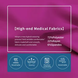 Scrub Set for Women Medical Nursing Uniform Natural Stretch Premium Modern Neck Top & Scrub Jogger Pants