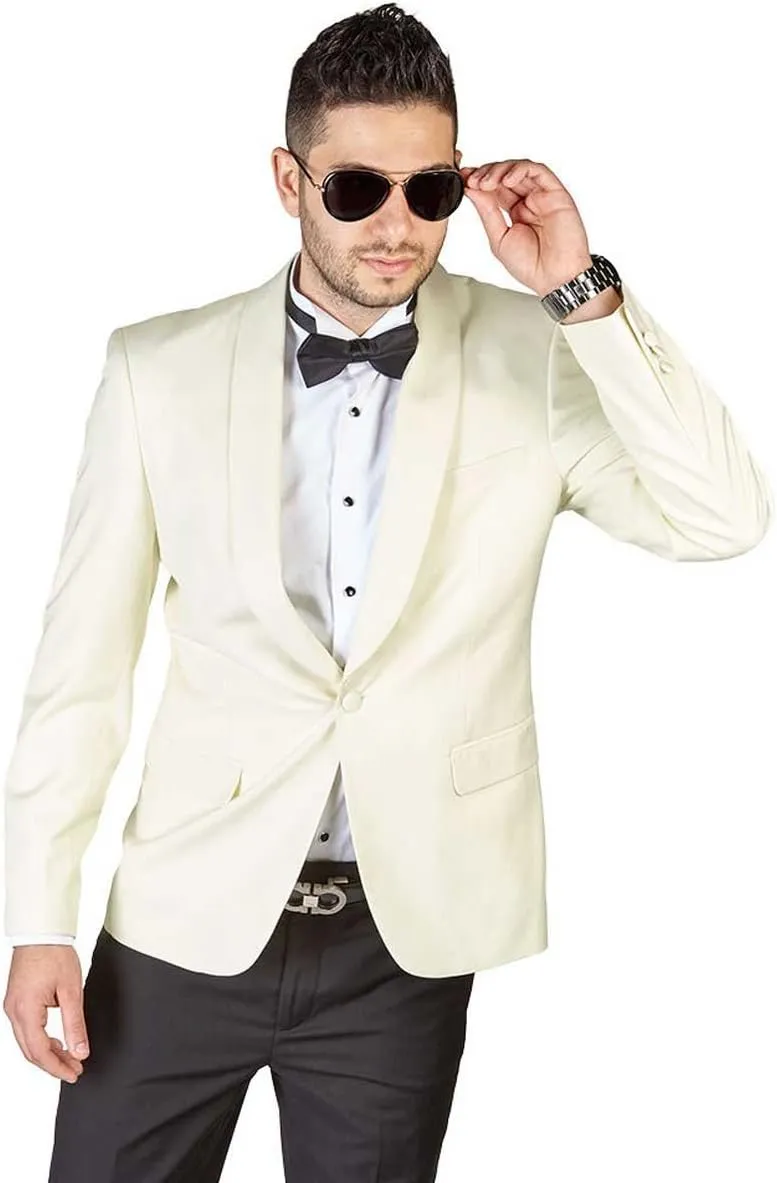 Slim Fit 1 Button Shawl Lapel Collar Tuxedo Jacket Modern Dinner Blazer AZAR