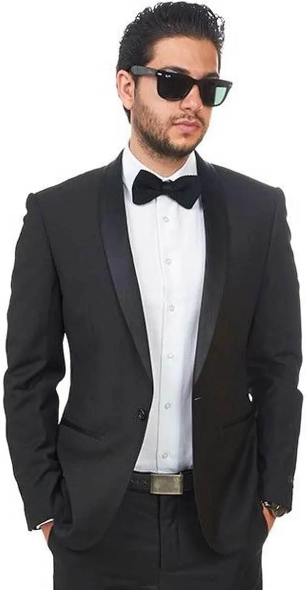 Slim Fit 1 Button Shawl Lapel Collar Tuxedo Jacket Modern Dinner Blazer AZAR