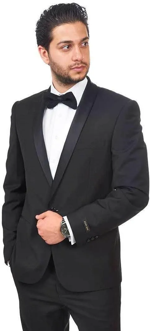 Slim Fit 1 Button Shawl Lapel Collar Tuxedo Jacket Modern Dinner Blazer AZAR