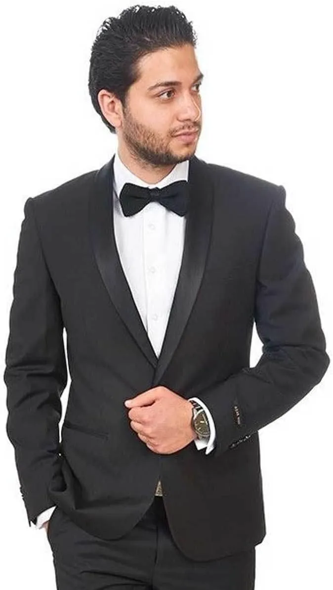 Slim Fit 1 Button Shawl Lapel Collar Tuxedo Jacket Modern Dinner Blazer AZAR