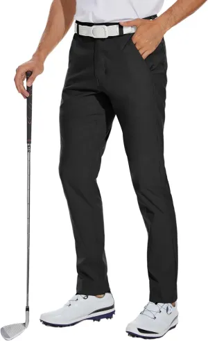 SPECIALMAGIC Mens Golf Stretch Pants Slim Fit Tapered Waterproof Casual Hiking Lightweight Dress with Zipper Pockets