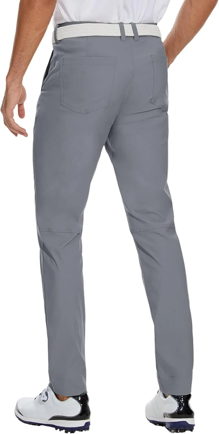 SPECIALMAGIC Mens Golf Stretch Pants Slim Fit Tapered Waterproof Casual Hiking Lightweight Dress with Zipper Pockets