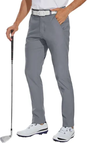 SPECIALMAGIC Mens Golf Stretch Pants Slim Fit Tapered Waterproof Casual Hiking Lightweight Dress with Zipper Pockets