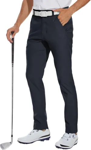 SPECIALMAGIC Mens Golf Stretch Pants Slim Fit Tapered Waterproof Casual Hiking Lightweight Dress with Zipper Pockets