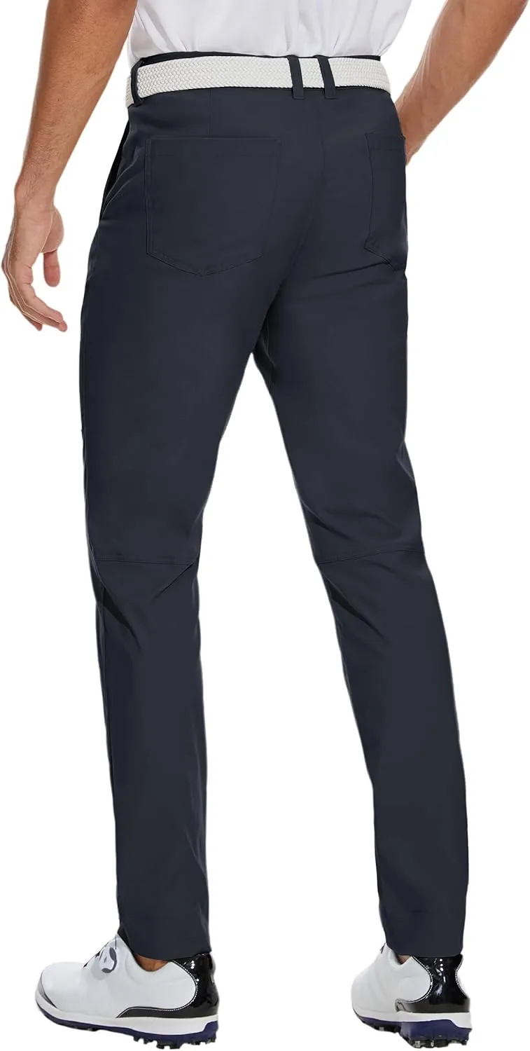 SPECIALMAGIC Mens Golf Stretch Pants Slim Fit Tapered Waterproof Casual Hiking Lightweight Dress with Zipper Pockets