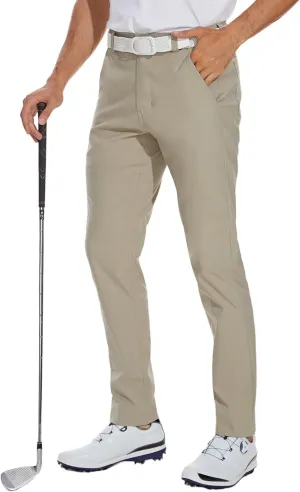 SPECIALMAGIC Mens Golf Stretch Pants Slim Fit Tapered Waterproof Casual Hiking Lightweight Dress with Zipper Pockets