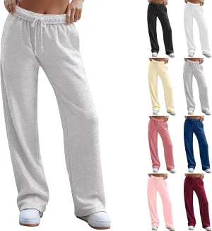 Straight Leg Sweatpants for Women Baggy Drawstring High Waisted Sweatpants Casual Active Workout Pants with Pockets