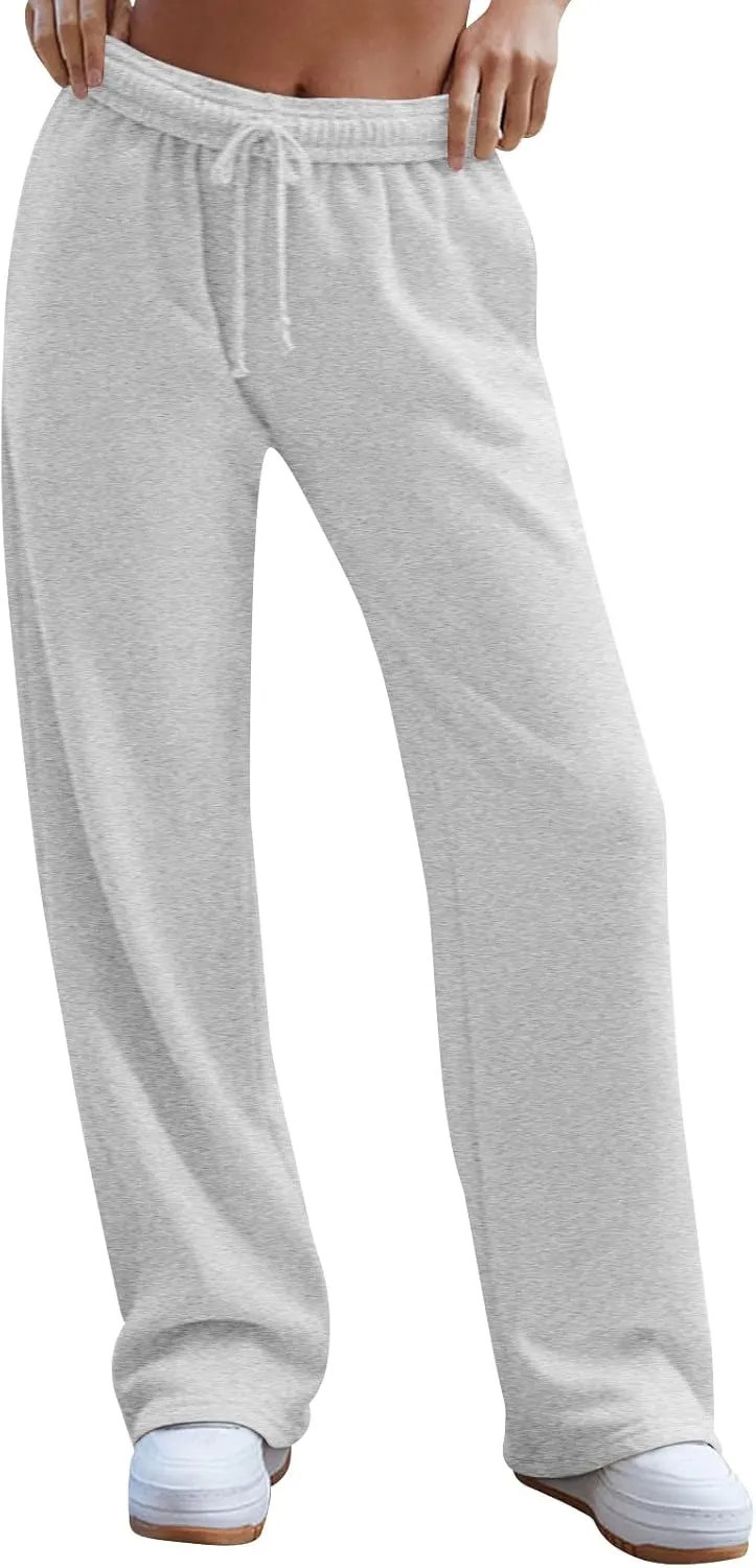 Straight Leg Sweatpants for Women Baggy Drawstring High Waisted Sweatpants Casual Active Workout Pants with Pockets