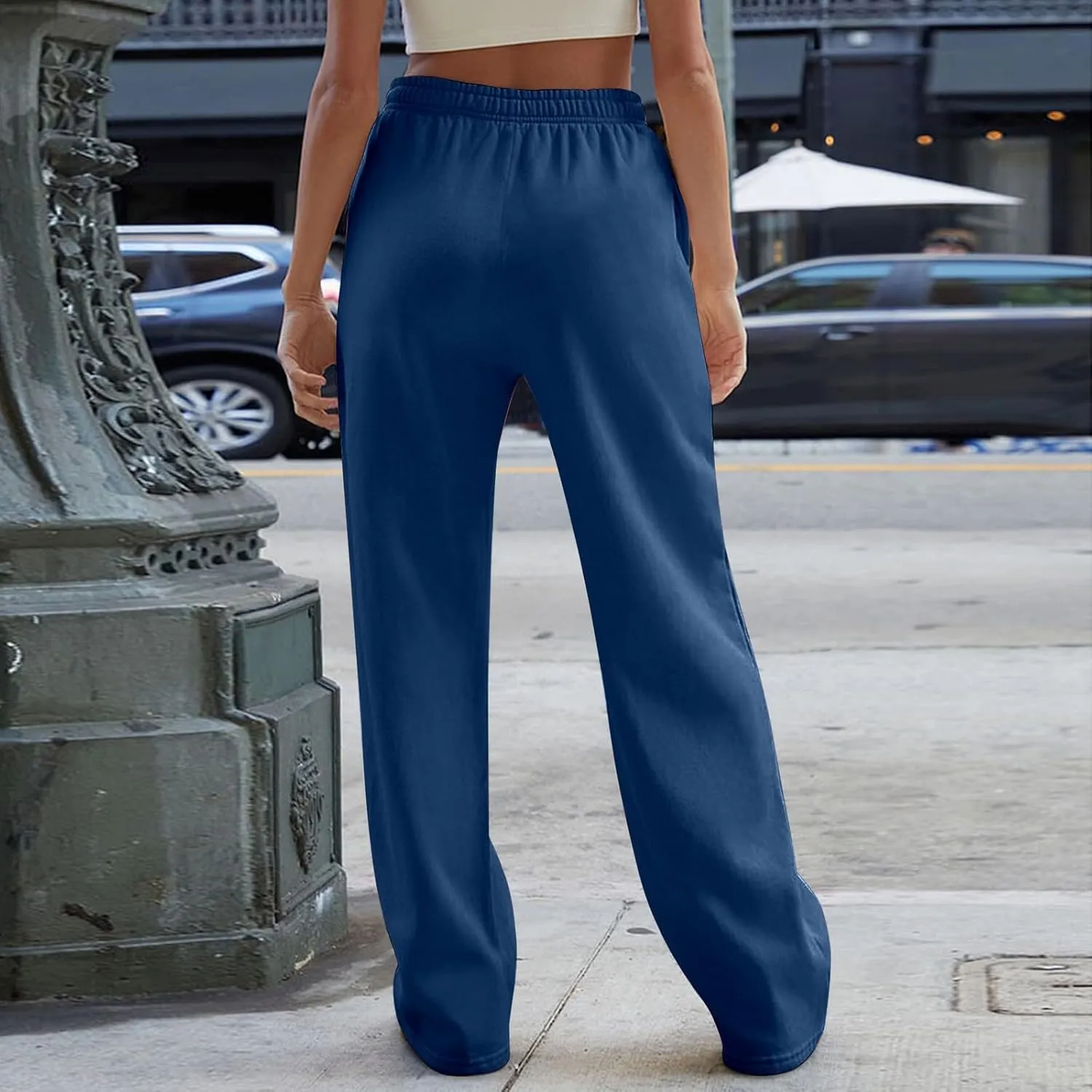 Straight Leg Sweatpants for Women Baggy Drawstring High Waisted Sweatpants Casual Active Workout Pants with Pockets
