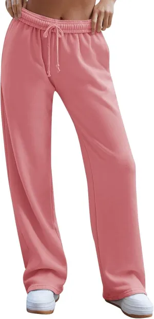 Straight Leg Sweatpants for Women Baggy Drawstring High Waisted Sweatpants Casual Active Workout Pants with Pockets