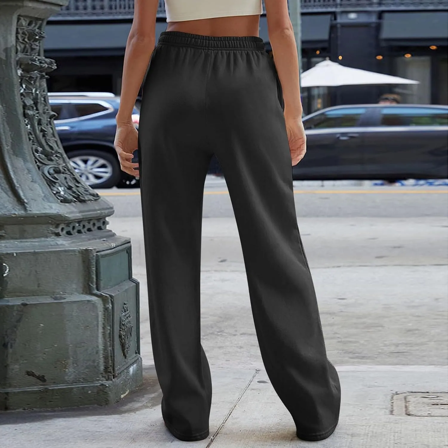 Straight Leg Sweatpants for Women Baggy Drawstring High Waisted Sweatpants Casual Active Workout Pants with Pockets
