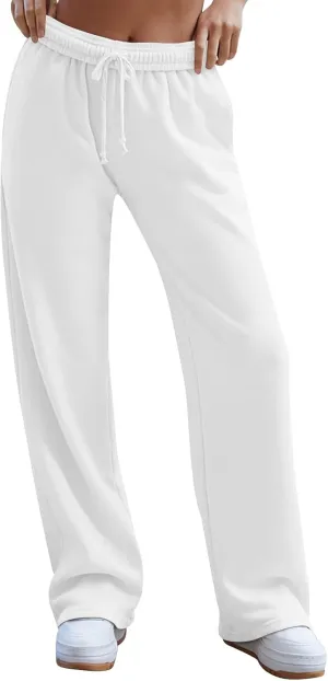 Straight Leg Sweatpants for Women Baggy Drawstring High Waisted Sweatpants Casual Active Workout Pants with Pockets