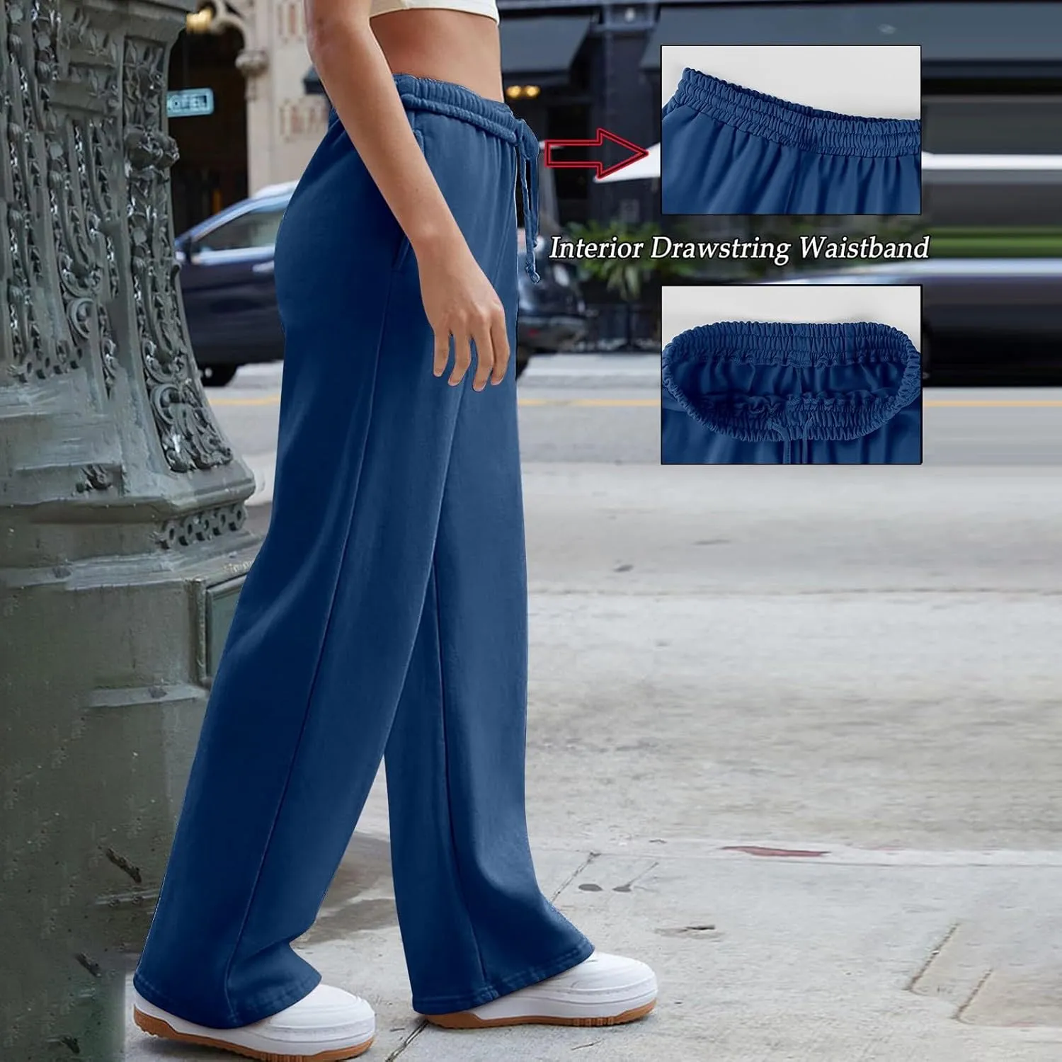 Straight Leg Sweatpants for Women Baggy Drawstring High Waisted Sweatpants Casual Active Workout Pants with Pockets