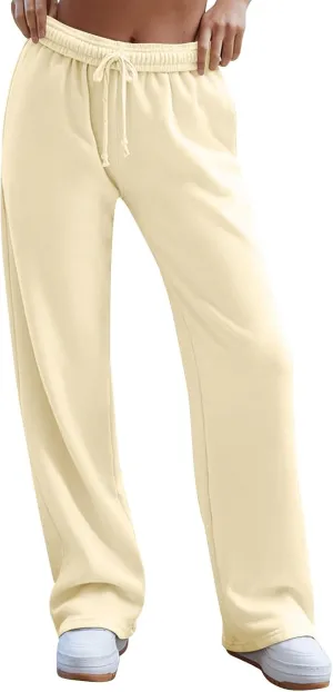 Straight Leg Sweatpants for Women Baggy Drawstring High Waisted Sweatpants Casual Active Workout Pants with Pockets