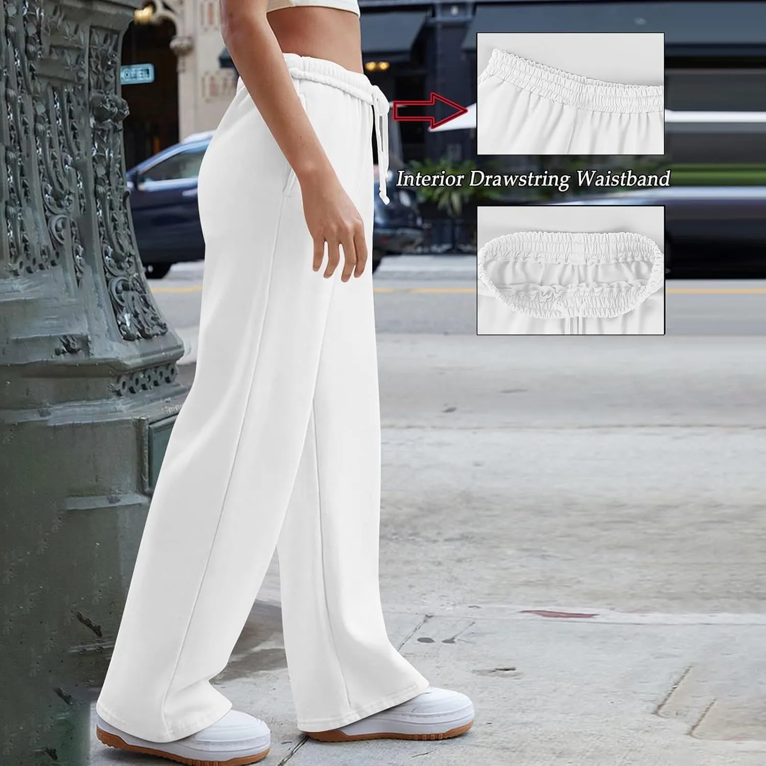 Straight Leg Sweatpants for Women Baggy Drawstring High Waisted Sweatpants Casual Active Workout Pants with Pockets