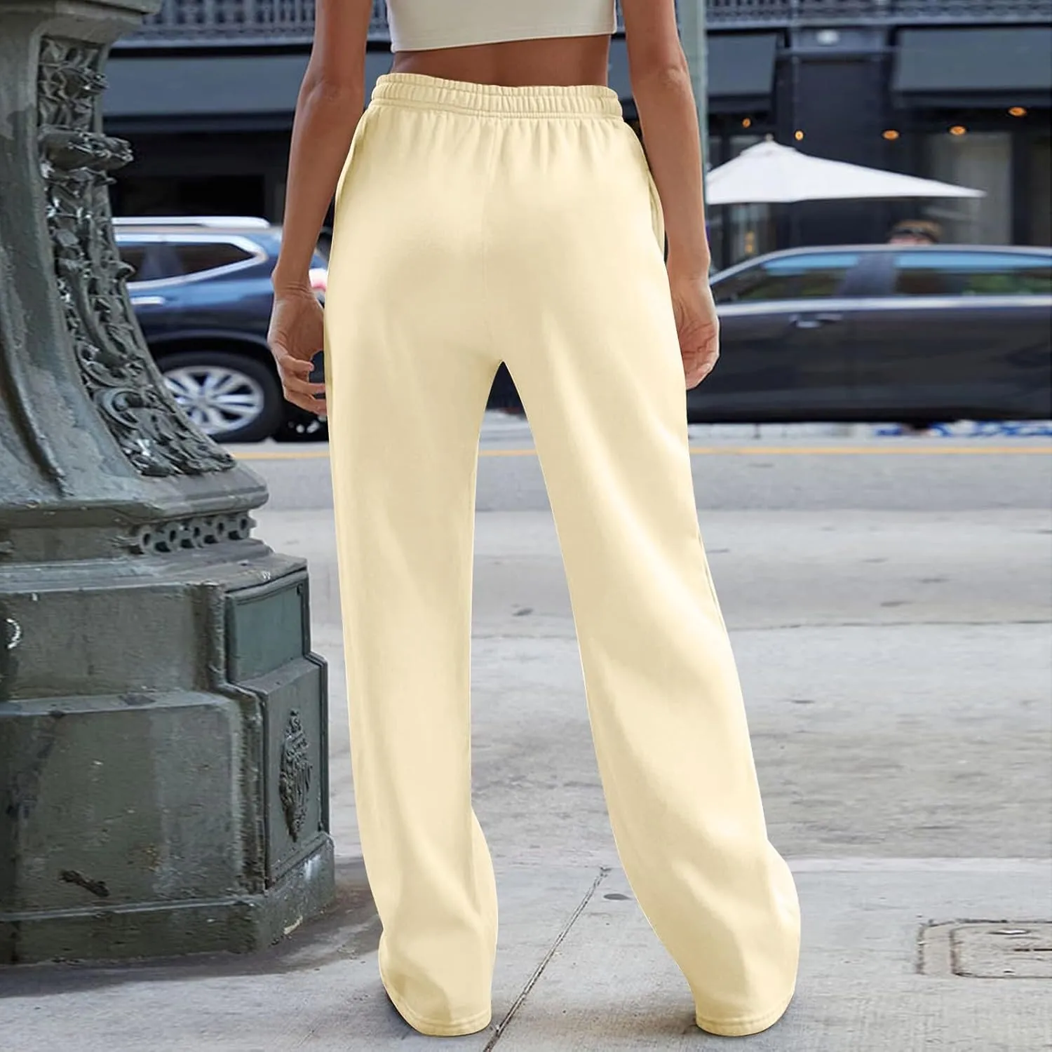 Straight Leg Sweatpants for Women Baggy Drawstring High Waisted Sweatpants Casual Active Workout Pants with Pockets