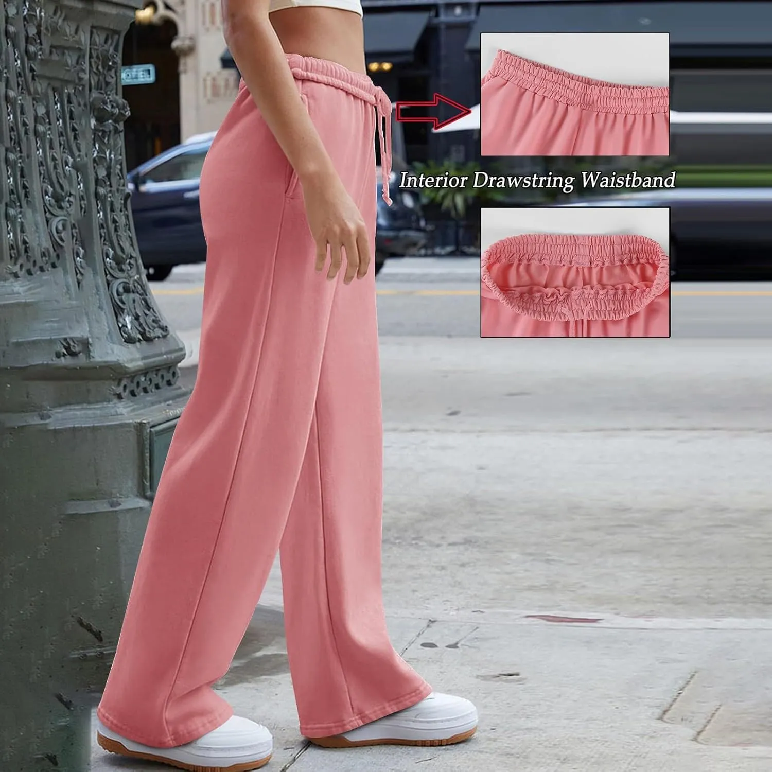 Straight Leg Sweatpants for Women Baggy Drawstring High Waisted Sweatpants Casual Active Workout Pants with Pockets