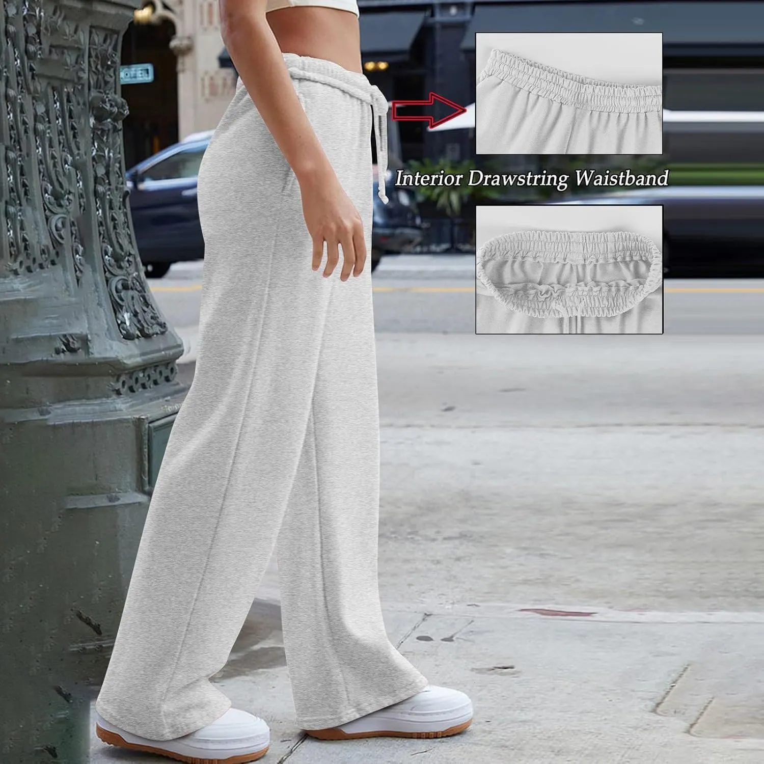 Straight Leg Sweatpants for Women Baggy Drawstring High Waisted Sweatpants Casual Active Workout Pants with Pockets