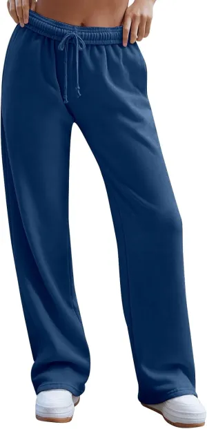 Straight Leg Sweatpants for Women Baggy Drawstring High Waisted Sweatpants Casual Active Workout Pants with Pockets