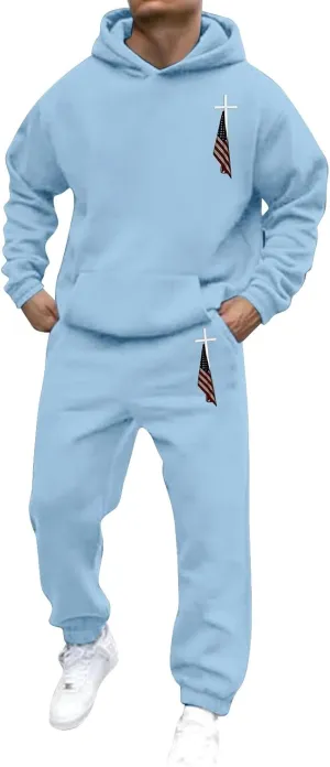 Sweat Suits for Men 2 Piece Hoodie Sweatsuit Sets Long Sleeve Hooded Sweatshirts and Sweatpants Sets Sports Suit