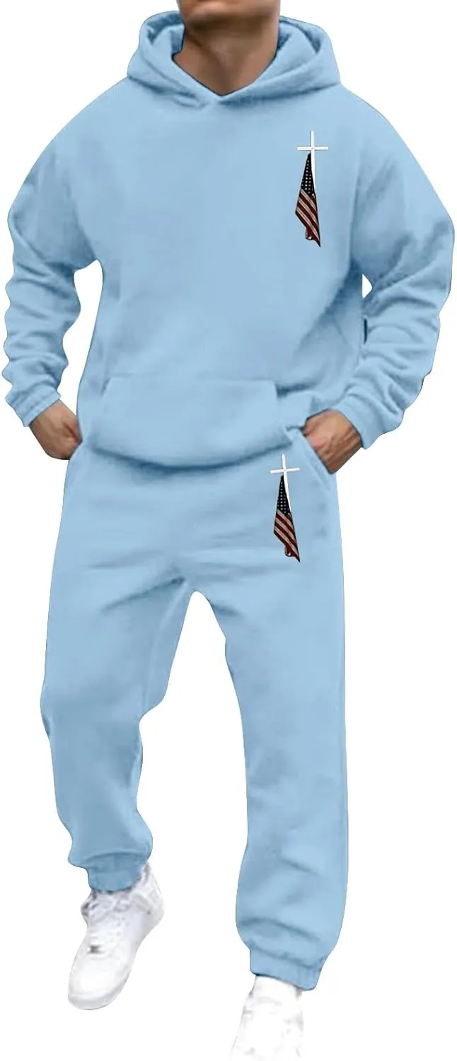 Sweat Suits for Men 2 Piece Hoodie Sweatsuit Sets Long Sleeve Hooded Sweatshirts and Sweatpants Sets Sports Suit