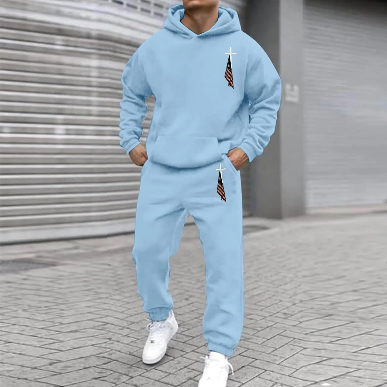 Sweat Suits for Men 2 Piece Hoodie Sweatsuit Sets Long Sleeve Hooded Sweatshirts and Sweatpants Sets Sports Suit