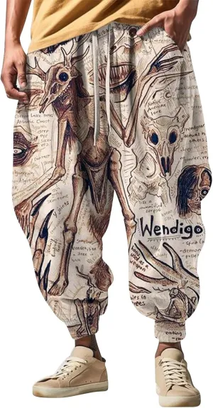 Sweatpants Fun Print Fashion Street Feel Casual Sweatpants Mens Drawstring Aladdil Hippie Harem Pants Mens Harem