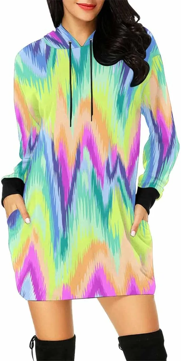Sweatshirt For Women Light Blue Decorative Elements Womens Sweatshirt Dress Long Sleeve Hoodies Mini Dresses Casual Hoodie