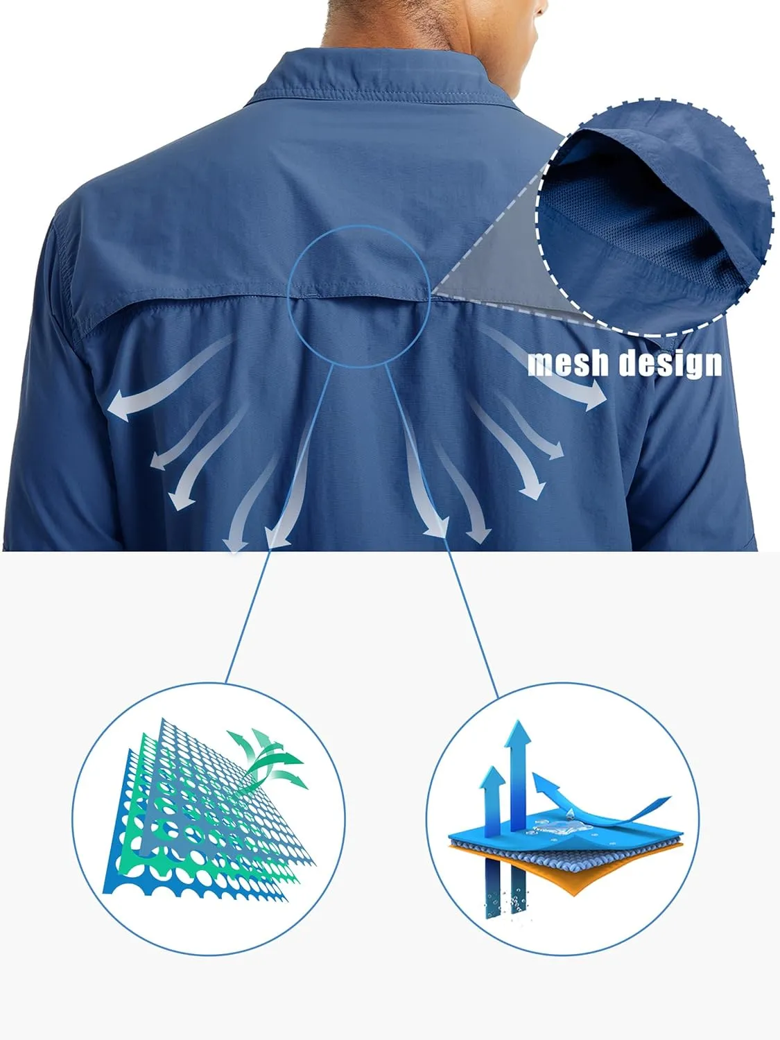 TACVASEN Fishing Shirt for Men, Long Sleeve Shirt Quick Dry Fit, Tactical Shirt Button Up, Work Shirt Lightweight Safari