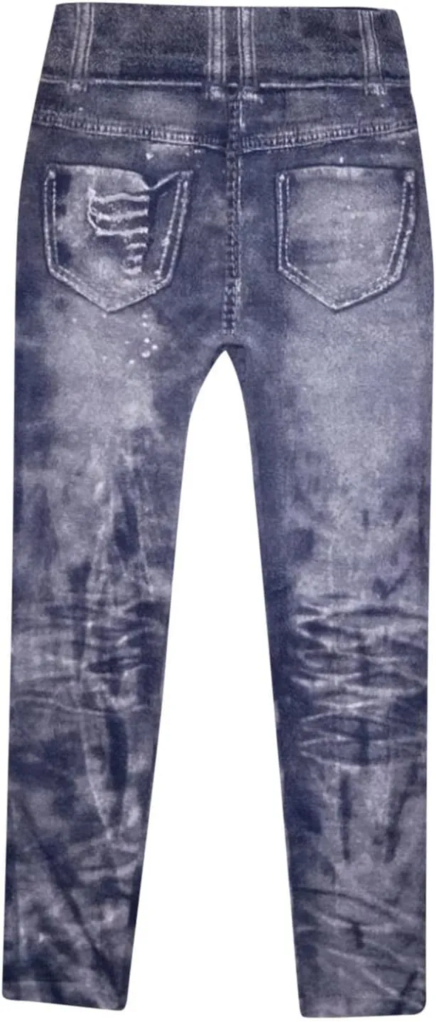 TANGNADE Leggings That Look Like Jeans Plus Size Tummy Control Stretchy High Waisted Yoga Pants Casual Ladies Slim Trousers