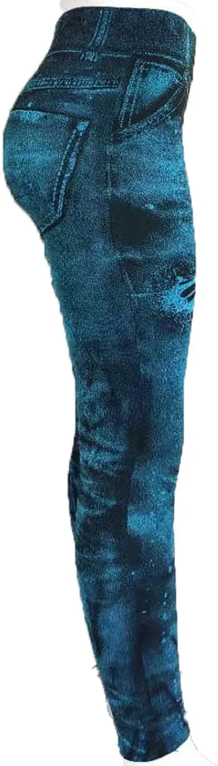 TANGNADE Leggings That Look Like Jeans Plus Size Tummy Control Stretchy High Waisted Yoga Pants Casual Ladies Slim Trousers